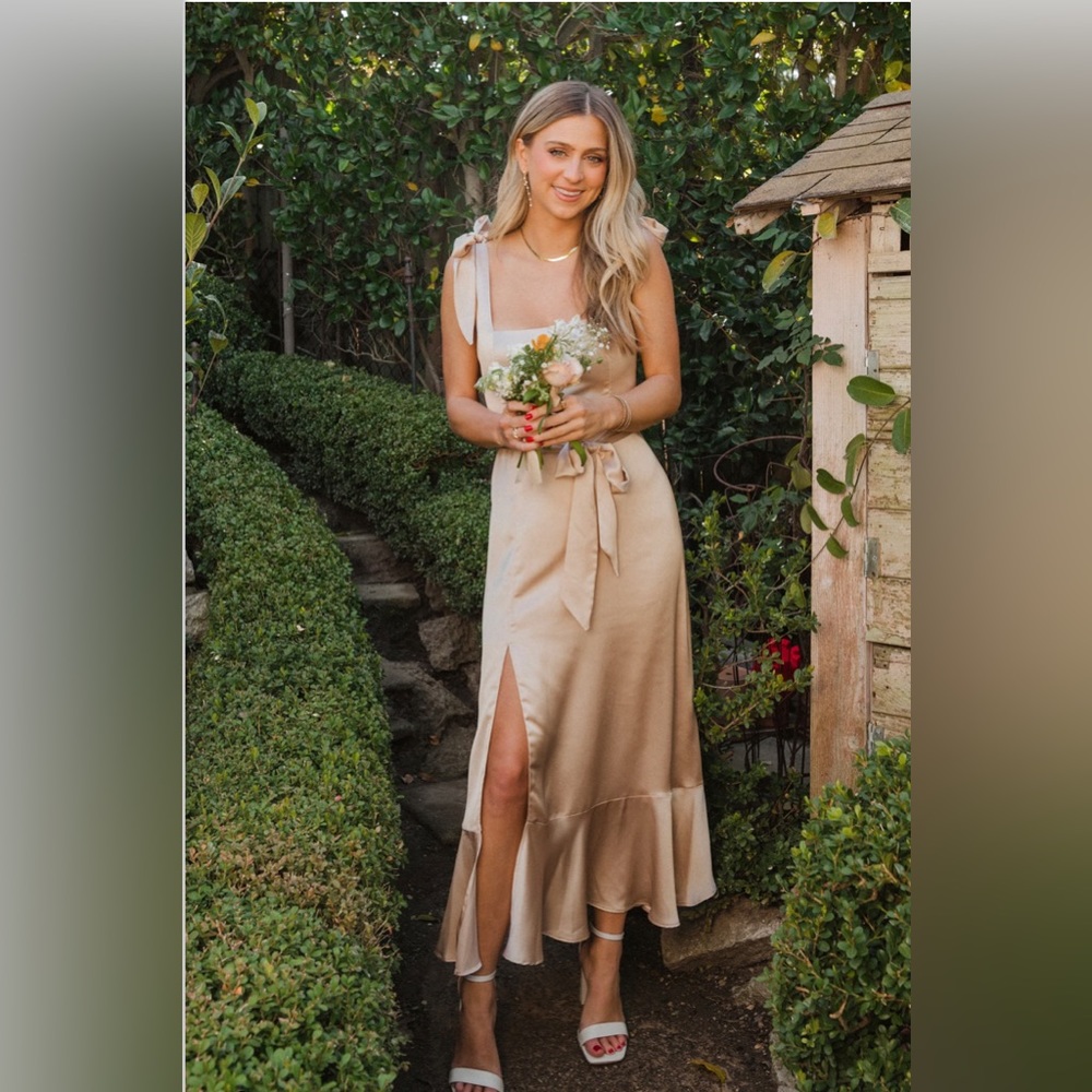 Claire Midi Dress - Champagne Luxe Satin